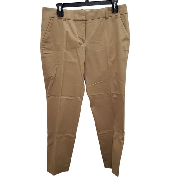 J. Crew Womens Tan Brown Flat Front Tapered Leg Cropped Ankle Khaki Pants Size 6 - Picture 1 of 7